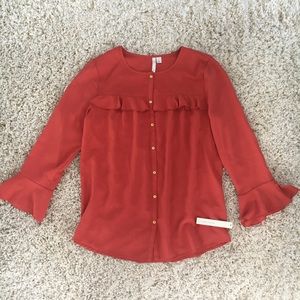 LC Lauren Conrad coral button up top